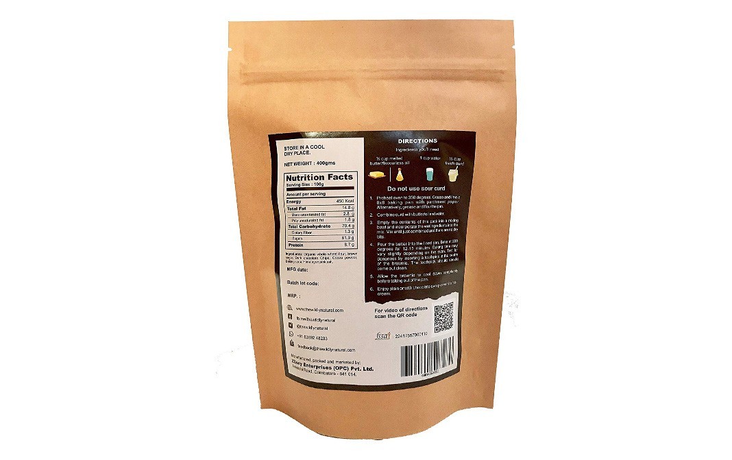 The Wildly Natural Chocolate Chip Eggless Brownie Mix   Pack  400 grams
